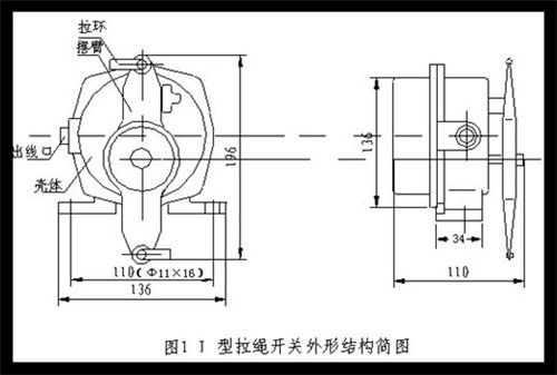 BLLS-I，BLLS-II 雙向拉繩開關安裝電路圖_拉繩開關KBW-220L礦用往復式拉繩開關